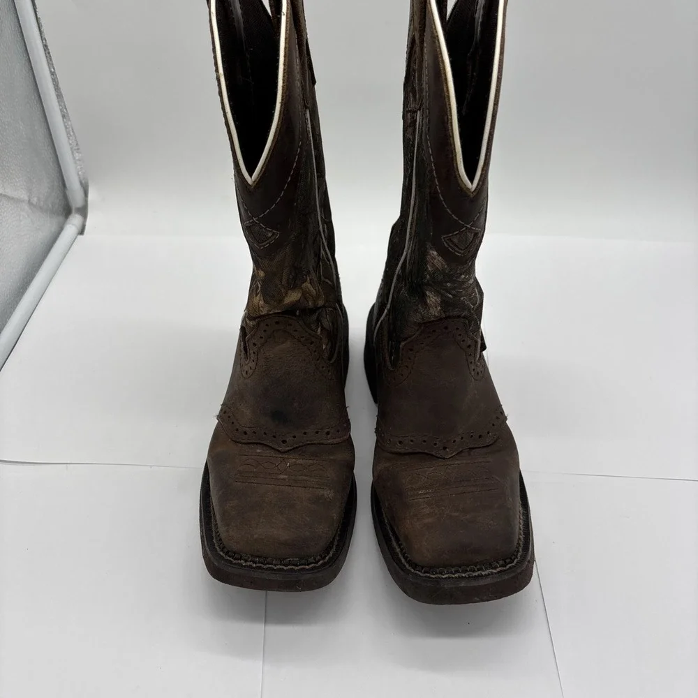 Justin Gypsy Brown  Camo Leather Women's Cowgirl Boots Size 6.5 B